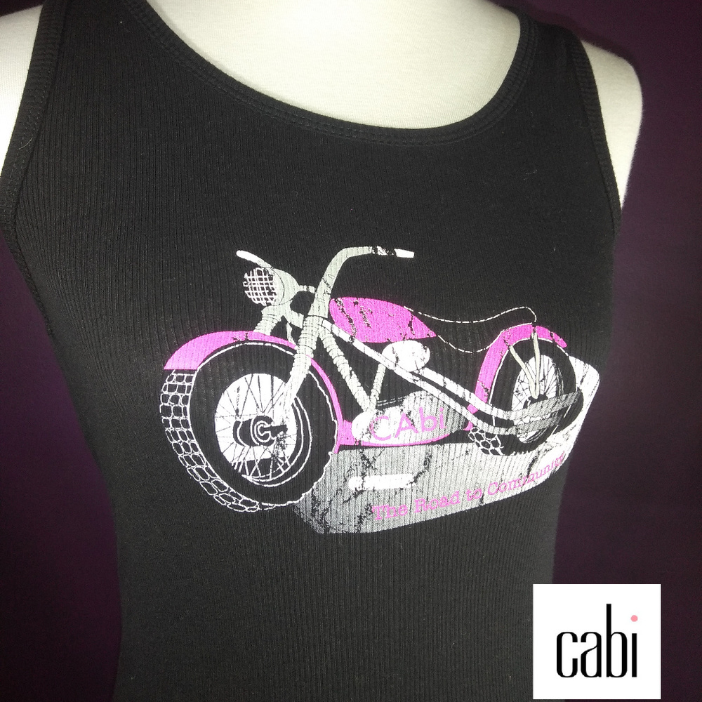 FUN Vintage cabi Motorcycle Logo Ribbed Tank NWOT